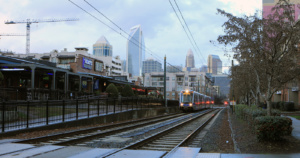 CHARLOTTE, NORTH CAROLINA/UNITED STATES- JANUARY 10: A Rapid Transit vehicle approaching on [January 10, 2020] in [Charlotte]